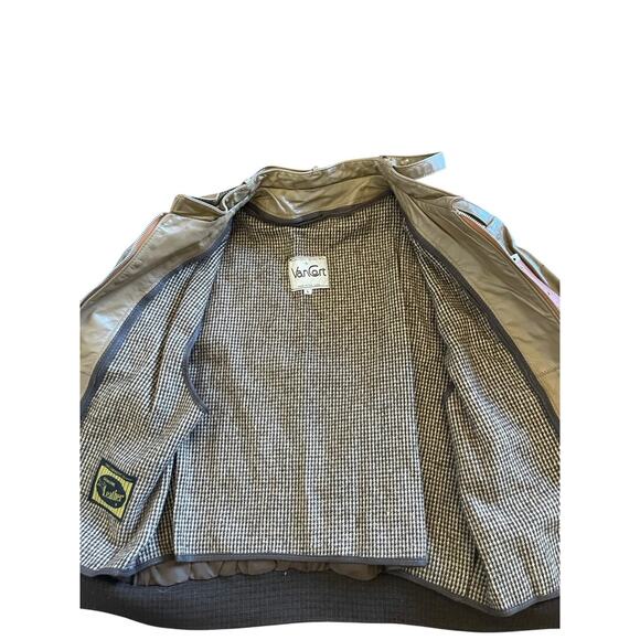 Vtg Van Cort Leather Bomber Jacket USA Made Light Brown Sz L 80s Stranger Things - Picture 12 of 16